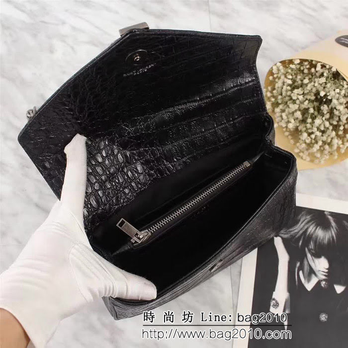 YSL聖羅蘭 專櫃最新版 手工繡V線 山羊紋鏈條包 可手提斜挎 F26611 YAS1371